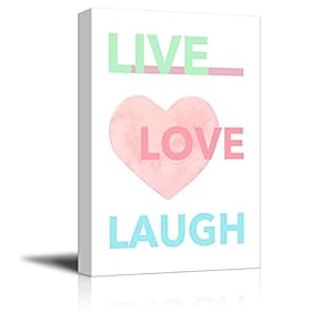 Canvas Wall Art - Live Love Laugh Quotes - Gallery Wrap Modern Home Art | Ready to Hang - 12x18 inches