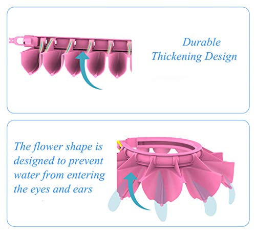 Baby Silicone Shower Cap with Bathing Brush Adjustable Infants Shampoo Caps Hat Safety Bath Visor Cap Soft Stretchy Protect Eyes Ears (Pink)