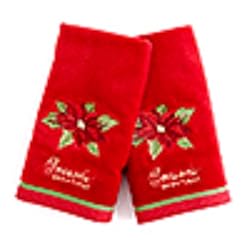 See Lenox Seasons Greetings Fingertip Towel Set Fingertip Towel, Red Details