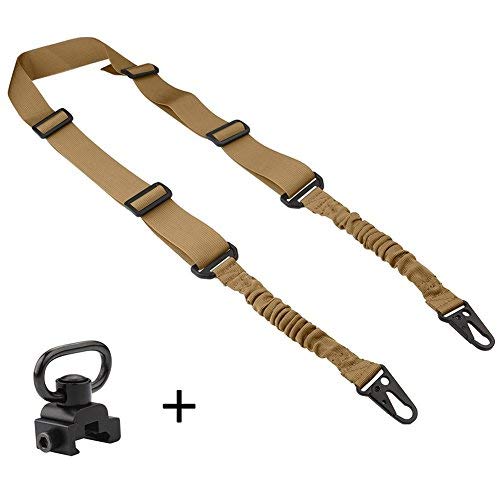 accmor 1 Pcs 2 Point Rifle Sling & 1 Pcs QD Sling Swivel, Multi-Use Two Point Gun Sling/Rifle Sling with Length Adjuster for Outdoor Sports