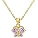 In Season Jewelry 18k Gold Plated Pink Butterfly Pendant Necklace Toddler Girls Children 16