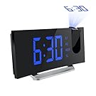 Mpow Projection Clock, FM Radio Alarm Clock, Curved-Screen Digital Alarm Clock, 5'' LED Display with Dimmer, Dual Alarm with USB Charging Port, 12/24 Hours, Backup Battery in Case of Power Failure