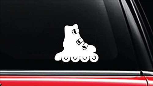 Inline Skates Vinyl Die-Cut Decal Sticker for Car, Truck, Notebook, Laptop, Computer or Window (4" tall, White)
