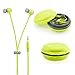 GEARONIC TM Cute 3.5mm in Ear Earphones Earbuds Headset with Macaroon Ear Buds Organizer Box Case Compatible with Smart Phones PC MP3 (Green)
