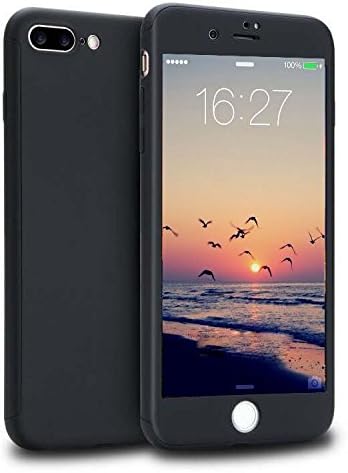 iPhone 7 Plus Case, Aswo Full Body Protection [Non-Slip] [Dual Layer] Matte Surface Hard Thin Grip Case With Tempered Glass Screen Protector For iPhone 7 Plus(Black)