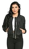 Women's Lightweight Classic Flight Bomber Jacket in Black Gray Pink