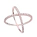 925 Sterling Silver Rose Gold Criss Cross Ring Engagement Wedding Band