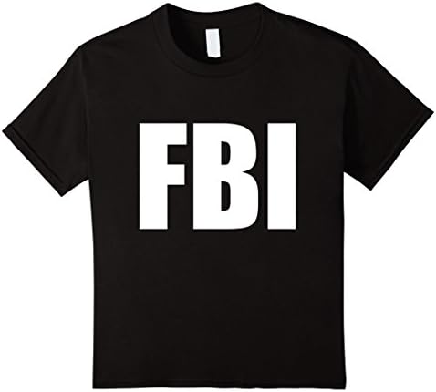 Kids FBI Replica Agent Inspector Funny Halloween Costume T-Shirt 12 Black