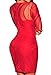ZKESS Women Long Sleeves Club Party Lace Bodycon Dress S Size Red