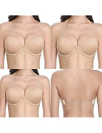 YBCG sostén con aros cruzados para dama, sin tirantes, acolchado, convertible, con correa transparente para baile y fiesta de boda