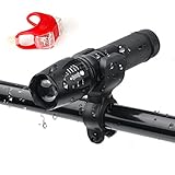 Bike Lights front and back, Cree LED 1200 Lumen Bike Headlight and Tail Light, Waterproof and Rechargeable Bike Light set with Free Battery from Shinobu