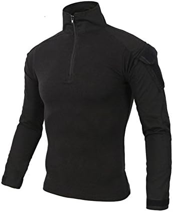 Mens Combat T-Shirts Outdoors Military Rapid Assault Sleeve Slim Fit Long Sleeve (Large, Black)