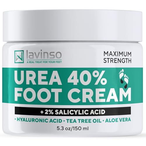 Lavinso Urea Cream 40 Percent for Feet with Maximum Strength - Foot Cream for Calluses and Dry Cracked Heels - Rough Skin Repair for Men and Women