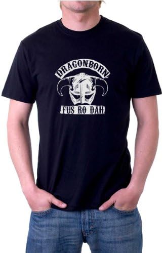Xtees - Mens Skyrim Dragonborn Fus Ro Dah T-Shirt - XLarge - Black