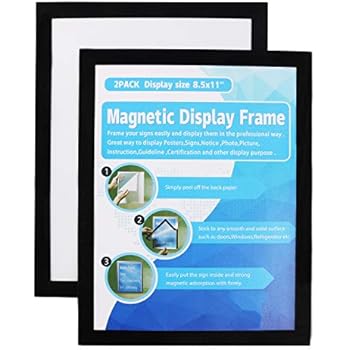 MFoffice Window Sign Holder - Plastic Picture Frames 8.5x11'' - Double Sided and Adhesive for Wall/Door/Refrigerator/Cupboard Display Frame,Black,Pack of 2