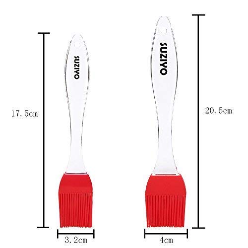 SUZIYO Silicone Basting/Pastry/Grilling/BBQ Brush, Serving for Kitchen Utensil Gadgets, Marinating, Cooking, Baking, Cake Desserts, Steak and More. Set of 2 (Red)