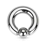 8G, 6G Basic Captive Bead Ring 316L Surgical Steel - Sold Individually (6G, Length: 1/2