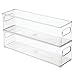 mDesign Plastic Stackable Food Storage Container Bin with Handles for Kitchen, Pantry, Cabinet, Fridge, Freezer - Long Narrow Organizer for Snacks, Produce, Vegetables, Pasta, 6 Pack - Clear