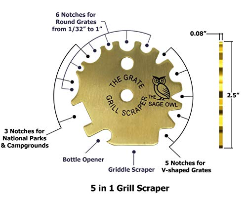 Safe Brass Grill Scraper Tool - Avoid A Common Outdoor Grilling Hazard with This BarBQue Tool - The Grate Grill Scraper