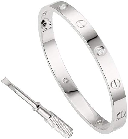 QUEEN JULIA Gold Bangle Bracelets for Women Silver Couples Bracelets Titanium Steel Love Bracelet for Girls Boys Pulseras de Mujer Valentines Wedding