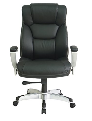 Office-Factor-New-Big-and-Tall-Black-Executive-Office-Chair-Bonded-Leather-Extra-Padded-Rated-to-400-Pounds-Five-Year-Limited-Warranty-Adjustable-Arms-in-and-Out-and-up-and-Down-Reinforced-Base