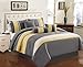 Chezmoi Collection Sunvale 7-Piece Yellow Grey White Embroidery Comforter Bedding Set, California King