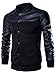 Neleus Men's Stand Collar Leather Sleeves Slim Fit Jacket,0205# Black,US M,Asia 2XL
