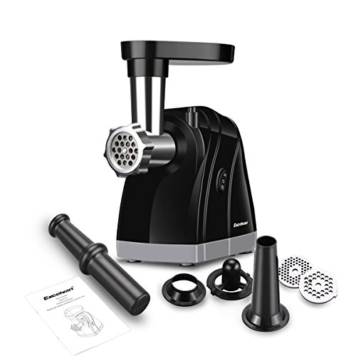 Meat Grinder Electric Stainless Steel Sausage Maker, Meat Mincer Sausage Stuffer with Grinding Plates for Home Use(Black)