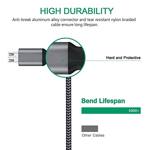 image for Micro USB Cable, Xcords 4Pack 6FT Micro USB to USB Charger Cable Nylon