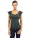 PattyBoutik Women Scoop Neck Flutter Tank Top (Dark Green Medium)