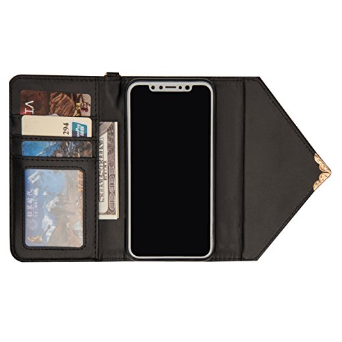 Stylish Envelope Handbag Design Case for iPhone XS Max 6.5 inch,iPhone XS Max 6.5 inch Leather Wallet Case,Shinyzone Soft TPU Inner with Card Holder Magnetic Flip Cover,Black - Thumbnail 2