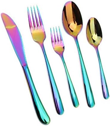 20-Piece Iridescent Rainbow Stainless Steel Flatware Set by MERAKI COLLECTION