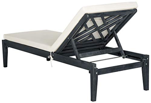 Safavieh PAT6729K Outdoor Collection Azusa Dark Slate Grey and Beige Sunlounger Lounge Chair, Gray - Thumbnail 4