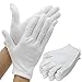 Amariver White Cotton Gloves, 6 Pairs 8.6'' Large Size Thicker Works Lining Gloves for Coin Jewelry Silver Inspection Formal Marching Band Parade, 12 Pieces Gloves in Total