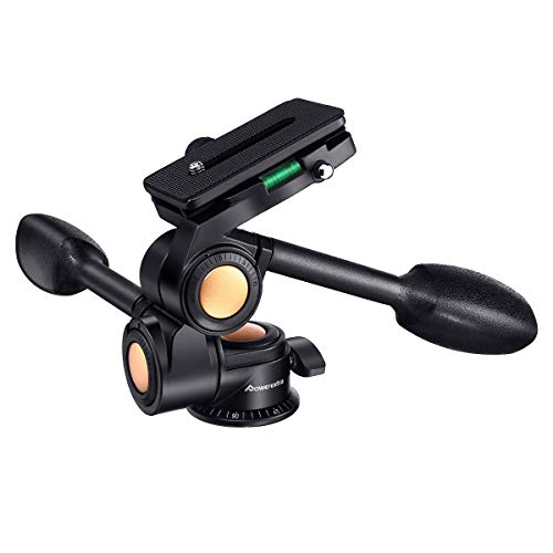 3Way Tripod Head, Powerextra ThreeDimensional Aluminum Alloy Fluid