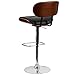 Flash Furniture Magnus Walnut Bentwood Adjustable Height Barstool with Button Tufted Black Vinyl Seat