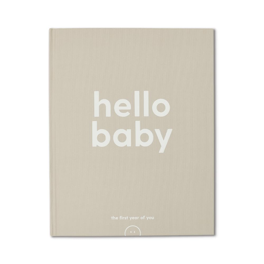 MORI Hello Baby Memory Book Grey Unisex Milestone Journal for Newborn Lightweight Durable Keepsake Diary with Love Letter Comfortable Design Ideal for Recording Memories One Size