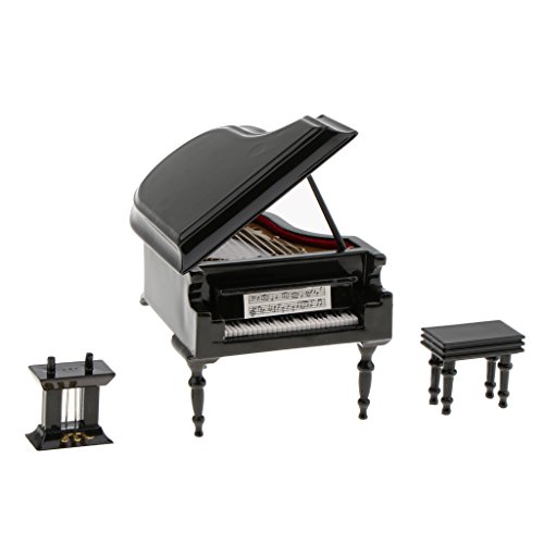 MagiDeal 1/12 Dollhouse Miniature Musical Instrument Piano Music Box with Wooden Case
