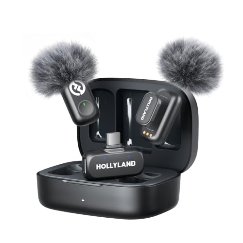 Hollyland Lark A1 Duo Wireless Lavalier Mikrofon für iPhone 15/16/17 & Android,Kabellos Mini Microphone mit EQ&Hall, 6-stufiger Gain-Regelung für die