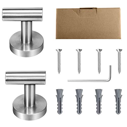 Topspeeder 2 Pcs Bathroom Towel Hooks, Coat/Robe Clothes Hooks, SUS 304 Stainless Steel Wall Hook Heavy Duty for Bedroom,Kitchen,Restroom,Bathroom,Hotel,Brushed Nickel and Wall Mounted