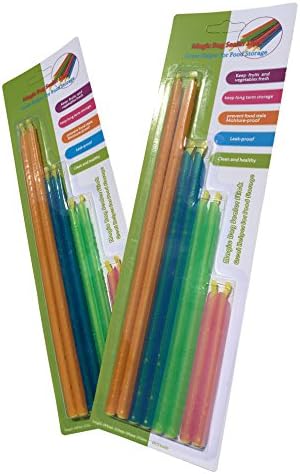 Magic Plastic Bag Sealer Clips Sticks – 2 Packs (Total 16pcs.) – Keep Your Food Fresh With Air &amp; Water-Tight Bag Seal. Prevent Stale Food &amp; Freezer-Burn / Reusable / Great For Food Storage/ Save Space