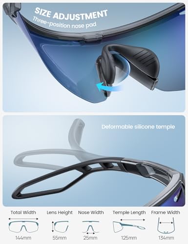Lamicall 24g Polarized Sports Sunglasses for Men Women - [24g Ultralight] [Adjustable Nose Pad] UV400 Protection Sun Glasses for Running Cycling Baseball Fishing