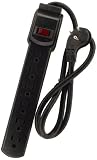 Shaxon PYF-72BK 6 Outlet Power Strip with 3-Feet Cord and 45-Degree Angle Flat Plug