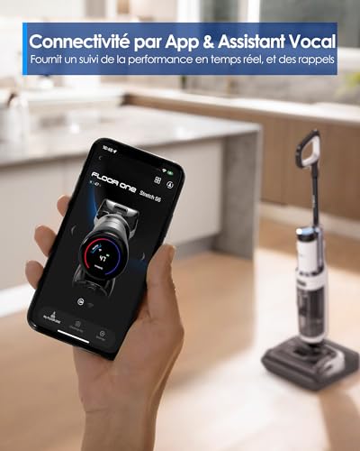 Tineco Floor One Stretch S6 Vacuum Cleaner, Powerful Intelligent Wet and Dry Vacuum Cleaner, Flat 180°, Two-Edge Cleaning, Flashdry Self-Cleaning at 70°C in 5 Min, 40 Min Autonomy