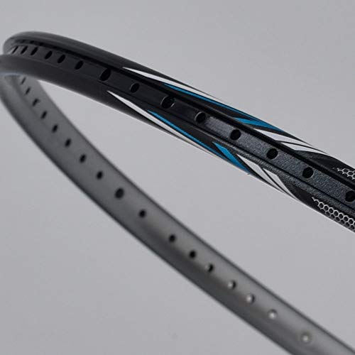 WHIZZ Graphite Badminton Racket Set, Upgraded Version with Grommet Strip (Sword Black+White)