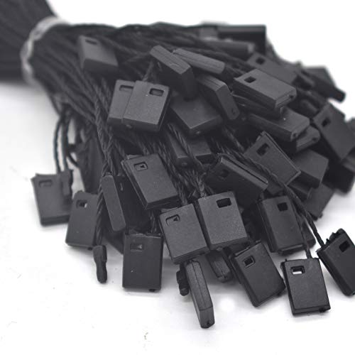 7" 1000 Pcs Hang Tag Nylon Black String Snap Lock Pin Loop Fastener Hook Ties Black Hang Tag String with Push Locker String Snap Lock Black Tag Strings