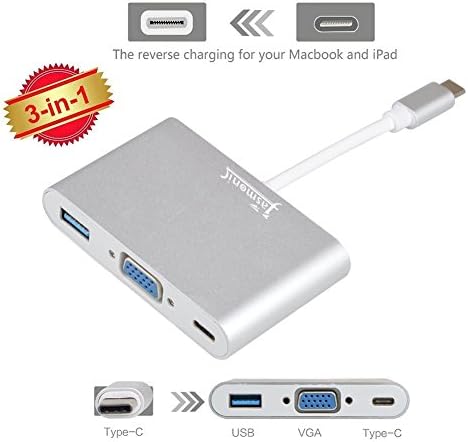 USB-C to USB 3.0/ VGA/Type C Female Charger 3-in-1 Type C Male USB 3.1 Adapter Converter Connector for 2015 Macbook ,Google Chromebook Pixel and other Type C devices