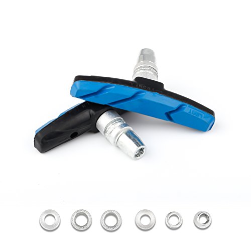 WBCBEC Bike Brake Pads Set, 3 Pairs Road Mountain Bicycle V-Brake Blocks Shoes with Hex Nut and Shims - Thumbnail 4