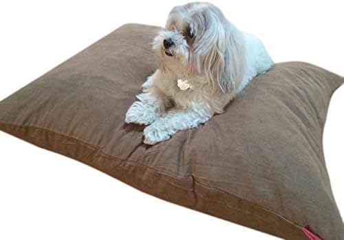 DIY Do It Yourself Soft Luxurious Comfort Durable Brown Microsuede Fabric Pet Dog Bed Pillow Cover + Internal Inner Waterproof Resistant Case Set for Small Medium Dogs - COVERS ONLY Flat Style (Brown Microsuede, 36''x29'')