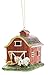 Red Barn Farmyard 4 x 4 inch Resin Stone Christmas Ornament Decoration